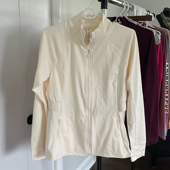 Fabletics Full Zip Jacket Size L in Ecru - Picture 2 of 2